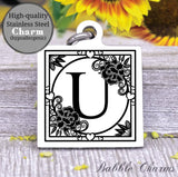 Alphabet charm, Letter U, Alphabet, initial charm, Steel charm 20mm very high quality..Perfect for DIY projects