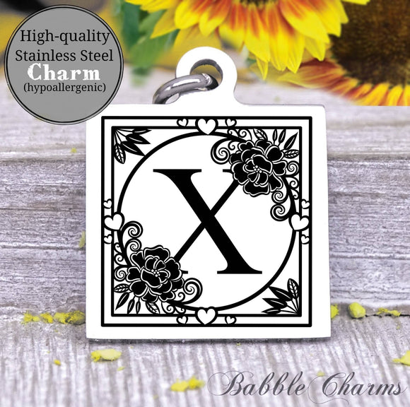 Alphabet charm, Letter X, Alphabet, initial charm, Steel charm 20mm very high quality..Perfect for DIY projects