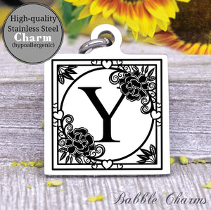 Alphabet charm, Letter Y, Alphabet, initial charm, Steel charm 20mm very high quality..Perfect for DIY projects