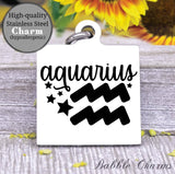 Aquarius, aquarius charm, sign, zodiac, astrology charm, Steel charm 20mm very high quality..Perfect for DIY projects
