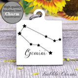 Gemini, Gemini charm, sign, zodiac, astrology charm, Steel charm 20mm very high quality..Perfect for DIY projects