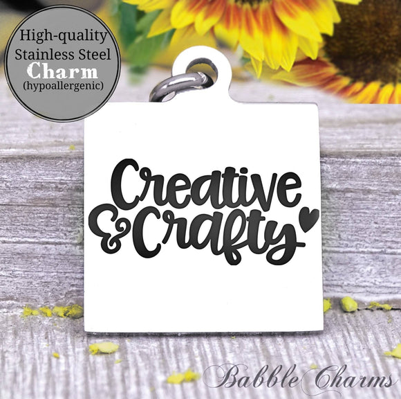 Creative and crafty, born to craft, craft charm, Steel charm 20mm very high quality..Perfect for DIY projects