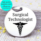 Surgical technologist, surgery tech charm, Steel 20mm very high quality..Perfect for DIY projects