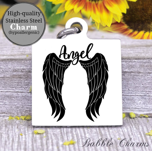 Angel, memorial, loss, angel charm, Steel charm 20mm very high quality..Perfect for DIY projects