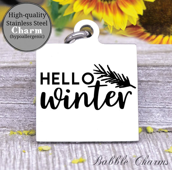Hello winter, winter, cold days charm, Steel charm 20mm very high quality..Perfect for DIY projects