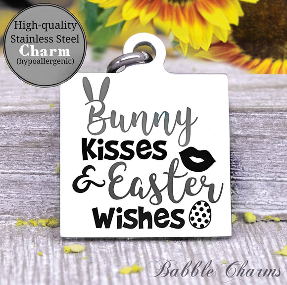 Bunny kisses and easter wishes, bunny, easter charm, Steel charm 20mm very high quality..Perfect for DIY projects