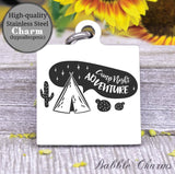 Camp night adventure, adventure, adventure charm, exploring charm, Steel charm 20mm very high quality..Perfect for DIY projects