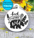 Back to nature, nature, bear, bear charm, Steel charm 20mm very high quality..Perfect for DIY projects