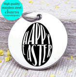 Happy easter, easter egg, easter charm, Steel charm 20mm very high quality..Perfect for DIY projects
