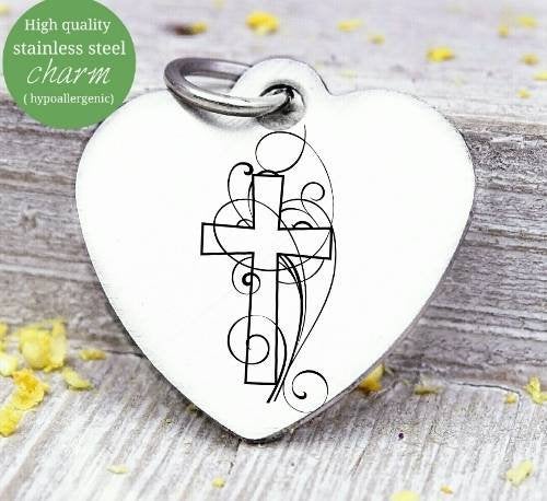 Cross charm, cross easter cross, easter charm, Steel charm 20mm very high quality..Perfect for DIY projects