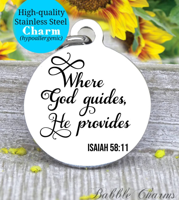 Where God guides he provides, God charm, Jesus charm, Steel charm 20mm very high quality..Perfect for DIY projects