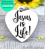 Jesus is Life, jesus, God, God charm, Jesus charm, Steel charm 20mm very high quality..Perfect for DIY projects