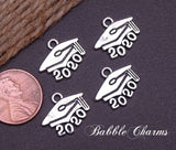 6 pc 2020 charm, graduation cap, graduation, Charms, wholesale charm, alloy charm