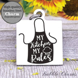 My kitchen my rules, kitchen, kitchen charm, cooking charm, Steel charm 20mm very high quality..Perfect for DIY projects