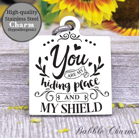 You are my hiding place and my shield, Jesus, jesus charm, Steel charm 20mm very high quality..Perfect for DIY projects