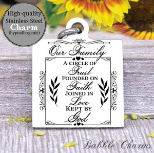 Our family, family charm, Steel charm 20mm very high quality..Perfect for DIY projects