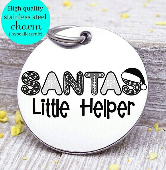 Santa's helper, santa charm, Santa's elf, christmas charm, Steel charm 20mm very high quality..Perfect for DIY projects